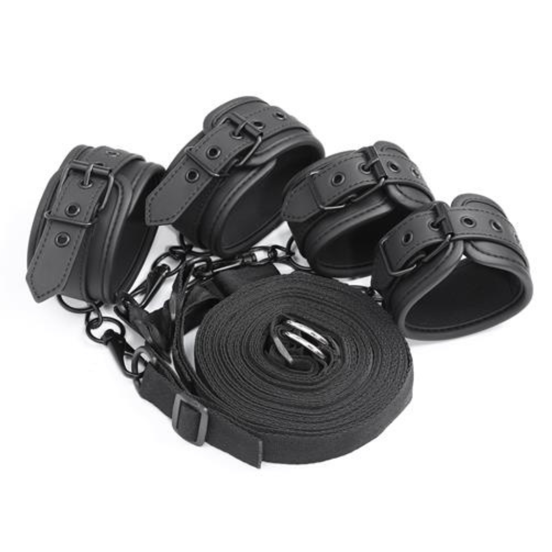 SET DE ESPOSAS Y ATADURAS CON FORRO DE NEOPRENO CAMA - FETISH SUBMISSIVE