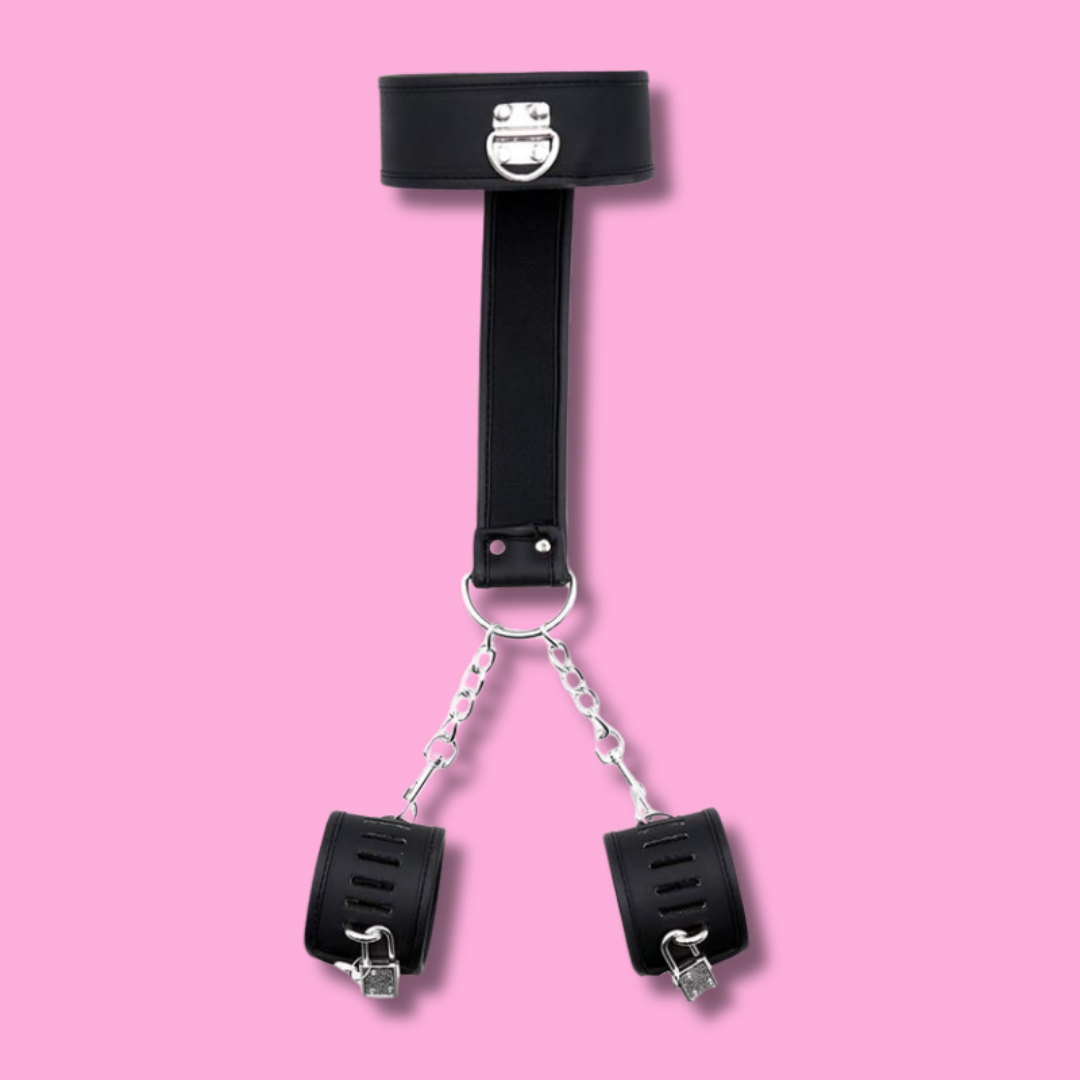 SET DE COLLAR CON ESPOSAS PARA MUÑECAS CUERO VEGANO - INTOYOU