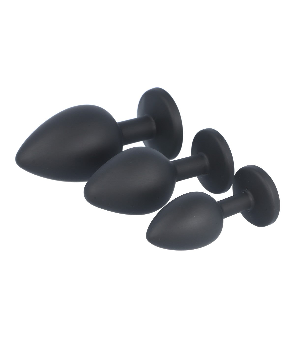 PLUG ANAL SET X3 SILICONA NEGRO/RUBÍ - ESSENTIALS - VIRGITE