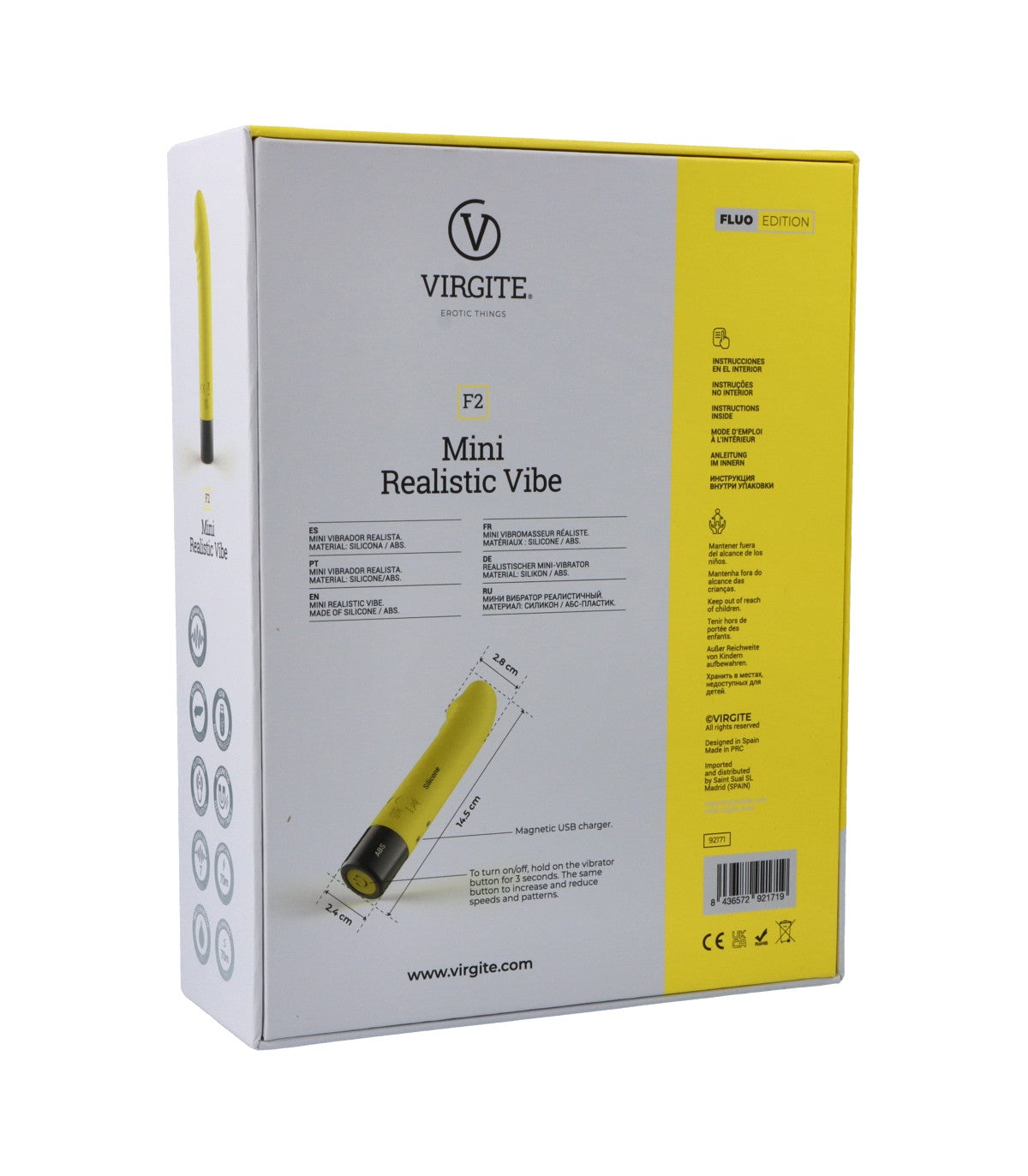 VIBRADOR F2 FLUO SILICONA RECARGABLE - VIRGITE