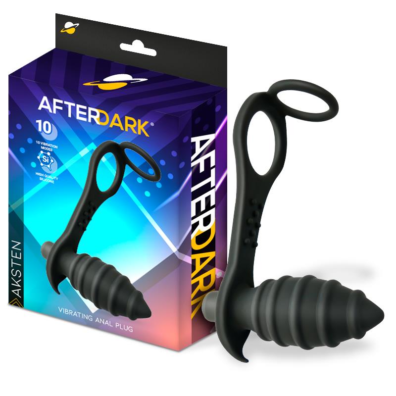 Plug Anal Aksten con Vibración y Anillo para Testículos - AFTERDARK