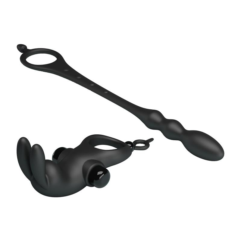 Anillo Vibrador con Cadena Anal Desmontable - PRETTYLOVE