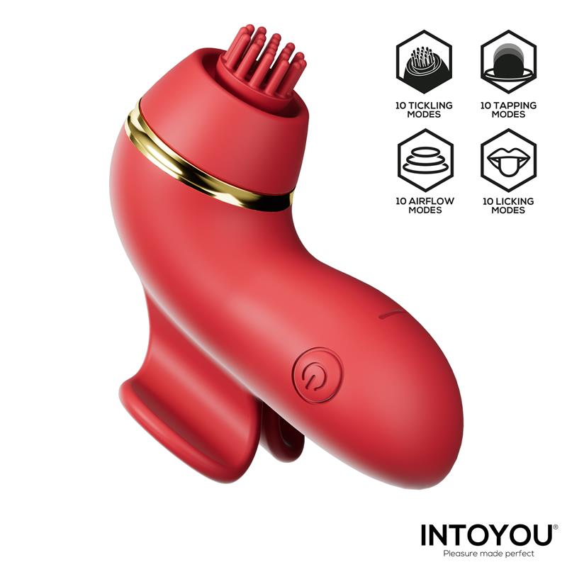 Estimulador dedal Beeny con 4 Cabezales, Succión, Tapping, Tickling y Licking - INTOYOU