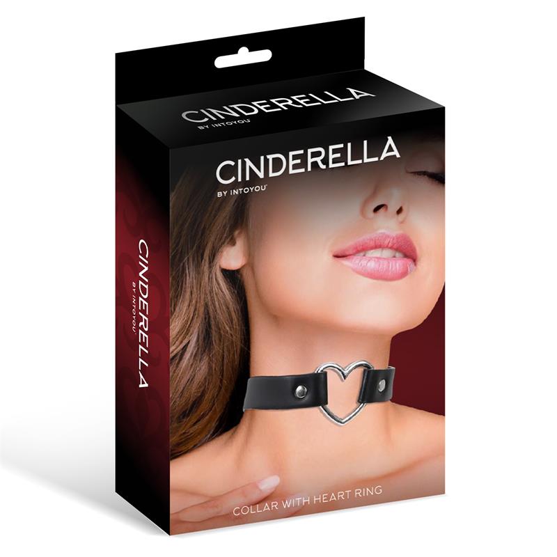 Collar con Corazón Tipo Choker Cuero Vegano Talla Única - CINDERELLA
