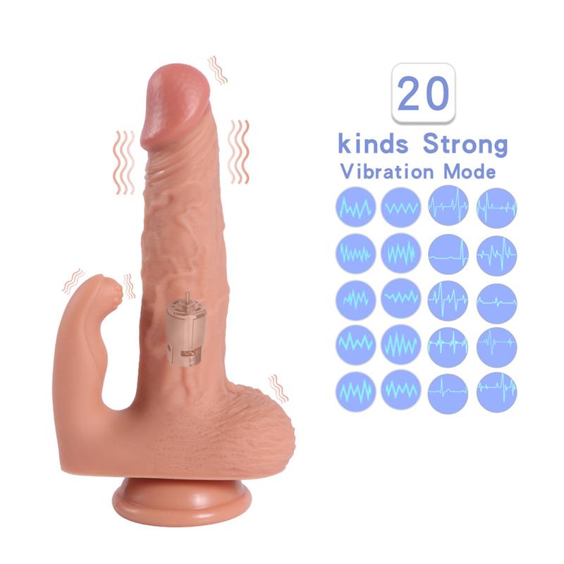 Dildo Haydon con 20 Modos de Vibración y Estimulador de Clítoris 21.5cm - SHEQU