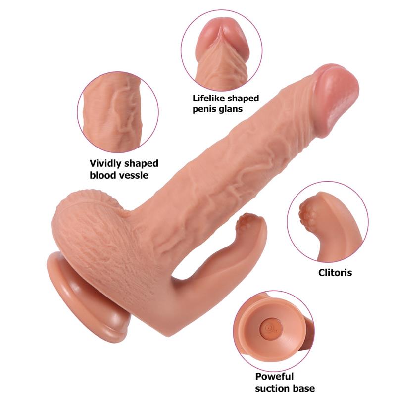 Dildo Haydon con 20 Modos de Vibración y Estimulador de Clítoris 21.5cm - SHEQU