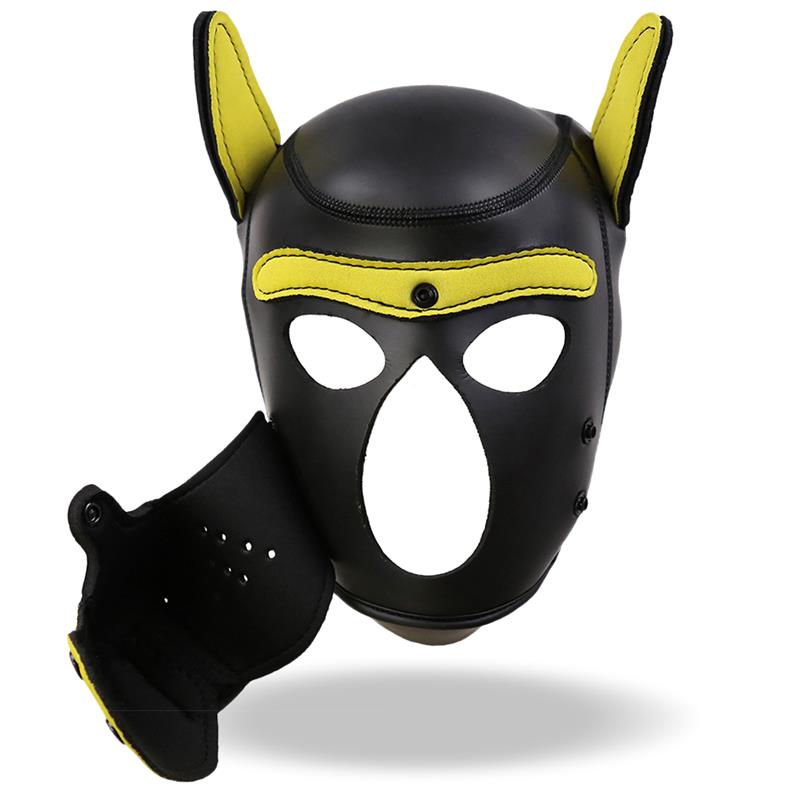 Máscara Hound de Perro Neopreno Hocico Extraíble Negro / Negro-Rojo / Negro-Amarillo / Negro-Blanco. Talla Única