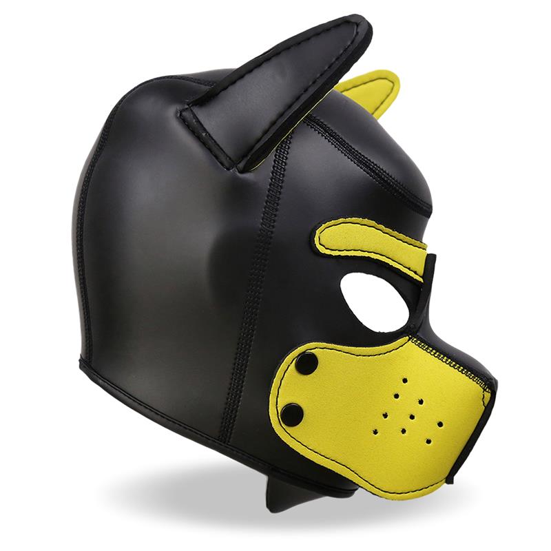 Máscara Hound de Perro Neopreno Hocico Extraíble Negro / Negro-Rojo / Negro-Amarillo / Negro-Blanco. Talla Única