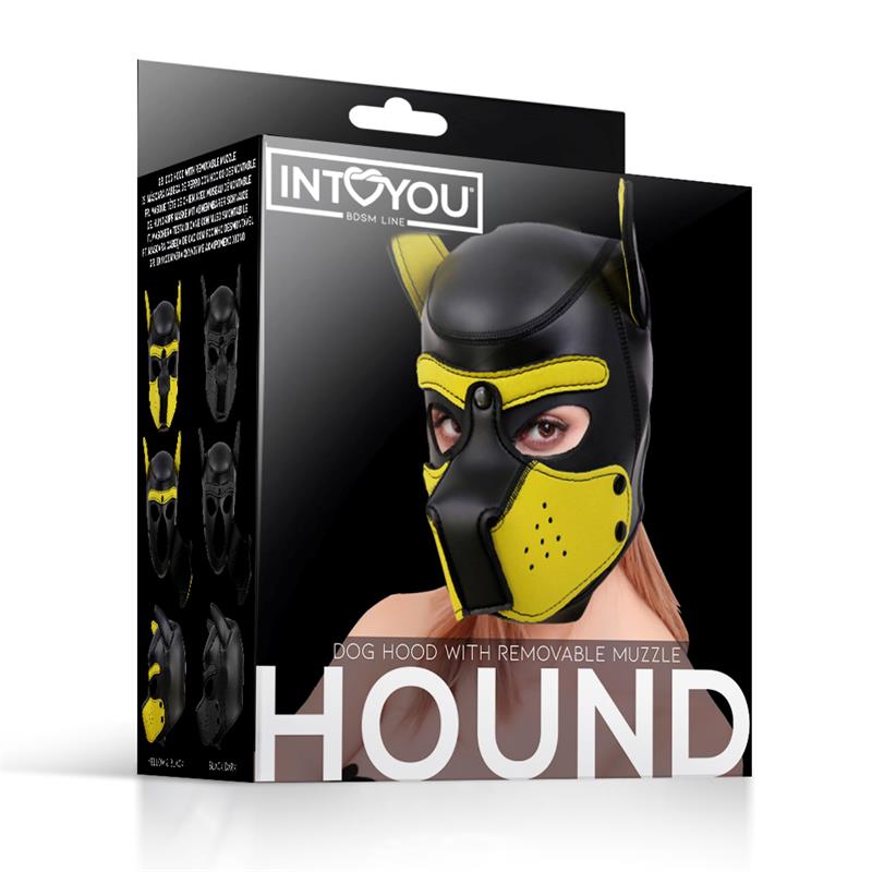 Máscara Hound de Perro Neopreno Hocico Extraíble Negro / Negro-Rojo / Negro-Amarillo / Negro-Blanco. Talla Única