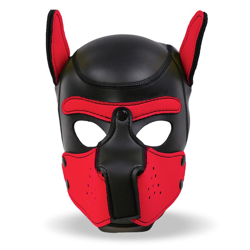 Máscara Hound de Perro Neopreno Hocico Extraíble Negro / Negro-Rojo / Negro-Amarillo / Negro-Blanco. Talla Única