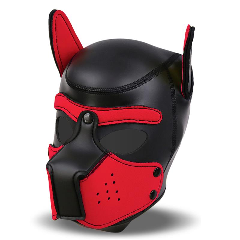 Máscara Hound de Perro Neopreno Hocico Extraíble Negro / Negro-Rojo / Negro-Amarillo / Negro-Blanco. Talla Única