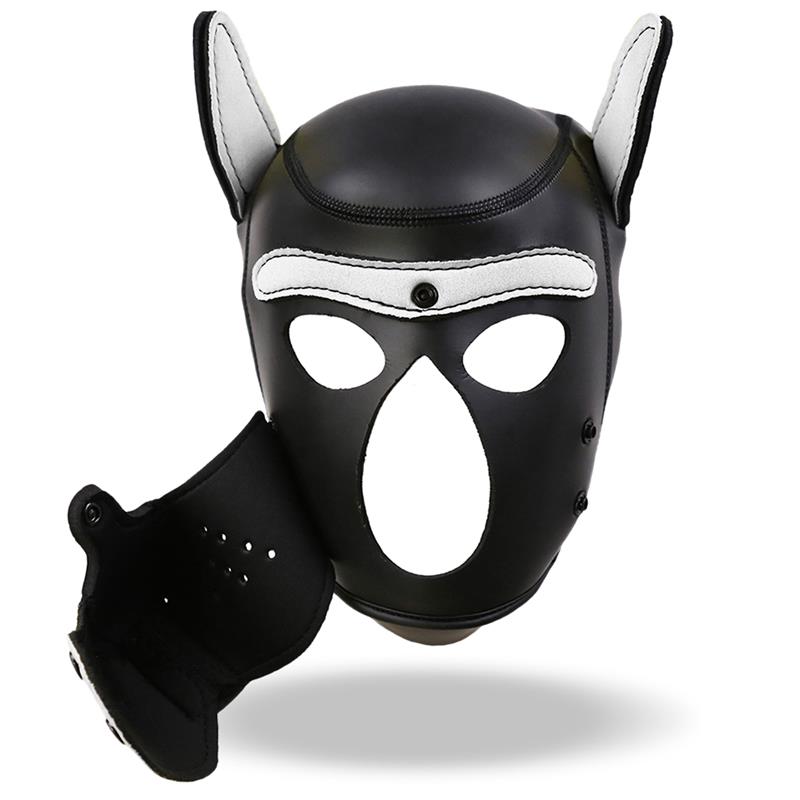 Máscara Hound de Perro Neopreno Hocico Extraíble Negro / Negro-Rojo / Negro-Amarillo / Negro-Blanco. Talla Única