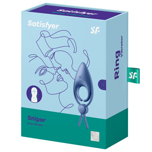 SATISFYER - SNIPER ANILLO VIBRADOR NEGRO / AZUL