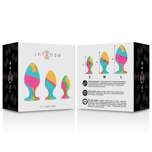 PLUG ANAL SET SILICONA MULTICOLOR - INTENSE