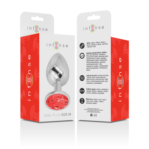 PLUG ANAL METAL CON CRISTAL ROJO TALLA M - INTENSE