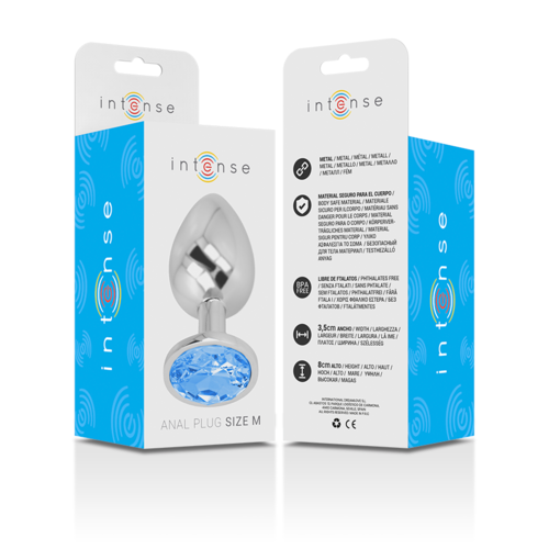 PLUG ANAL METAL ALUMINIO CON CRISTAL AZUL TALLA S / M / L- INTENSE