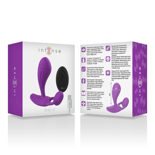 ESTIMULADOR ANAL-PERINEO VAGINAL-CLITORIS SHELLY DUO, REMOTO ROSA / MORADO - INTENSE