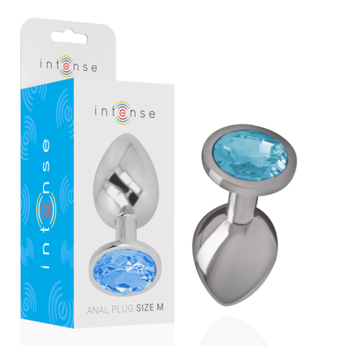 PLUG ANAL METAL ALUMINIO CON CRISTAL AZUL TALLA S / M / L- INTENSE