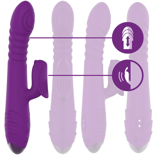 IGGY VIBRADOR MULTIFUNCIÓN RECARGABLE UP & DOWN CON ESTIMULADOR DE CLITORIS MORADO - INTENSE