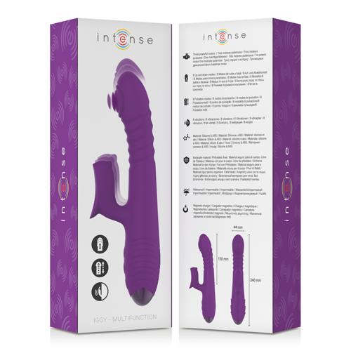 IGGY VIBRADOR MULTIFUNCIÓN RECARGABLE UP & DOWN CON ESTIMULADOR DE CLITORIS MORADO - INTENSE