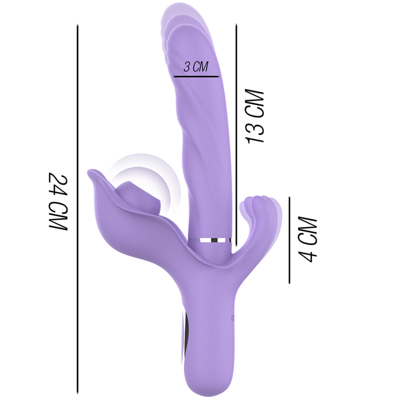 VIBRADOR BILLIE MULTIFUNCIÓN RECARGABLE SUCCIONADOR CON PULSADOR MORADO - INTENSE