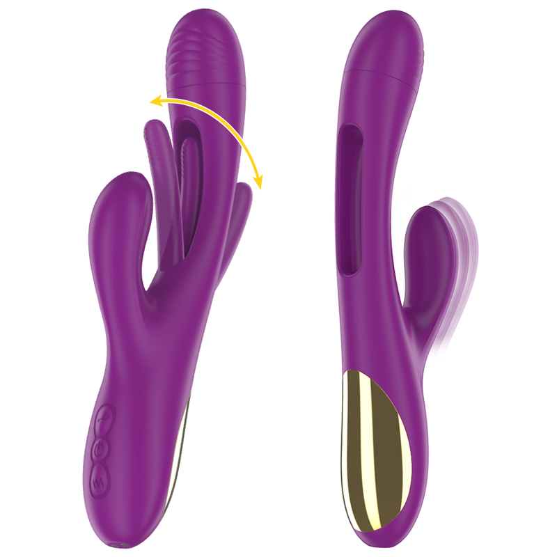 VIBRADOR APOLO MULTIFUNCIÓN RECARGABLE 7 VIBRACIONES CON LENGUA OSCILANTE MORADO - INTENSE
