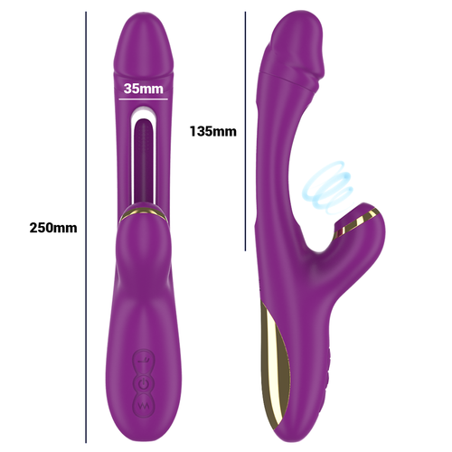 VIBRADOR ATENEO MULTIFUNCIÓN RECARGABLE 7 VIBRACIÓNES CON LENGUA OSCILANTE Y SUCCIONADOR MORADO - INTENSE