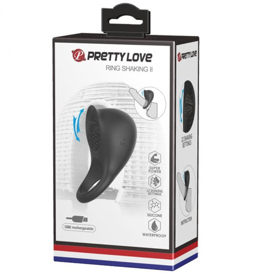 ANILLO VIBRADOR PARA PENE CON LENGUA NEGRO - PRETTY LOVE