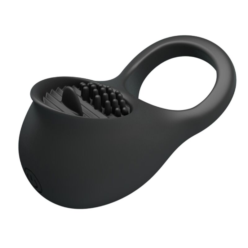 ANILLO VIBRADOR PARA PENE CON LENGUA NEGRO - PRETTY LOVE