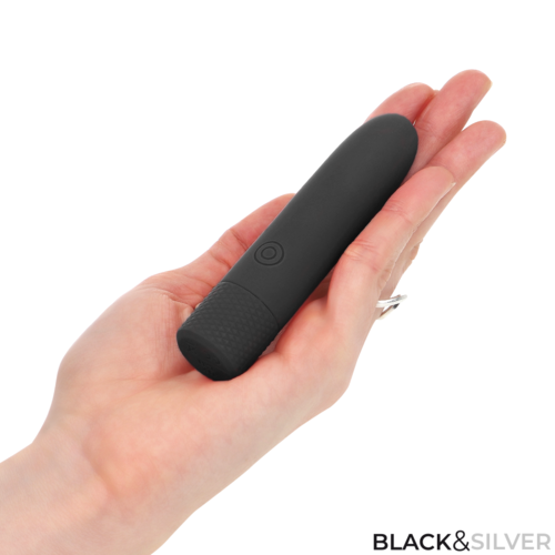 BALA GERI VIBRADORA RECARGABLE POR USB 8 VIBRACIONES NEGRO 10 X 2.2 CM - BLACK & SILVER