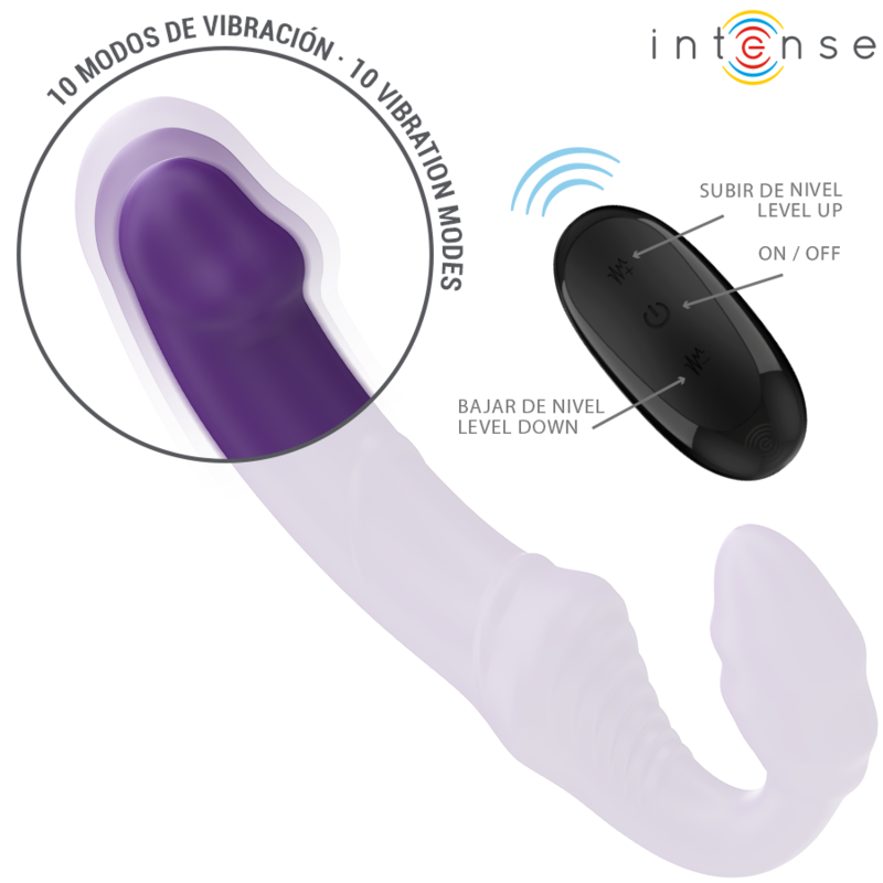 VIBRADOR JILL DOBLE 20 CM VIOLETA CONTROL REMOTO ARNES - INTENSE