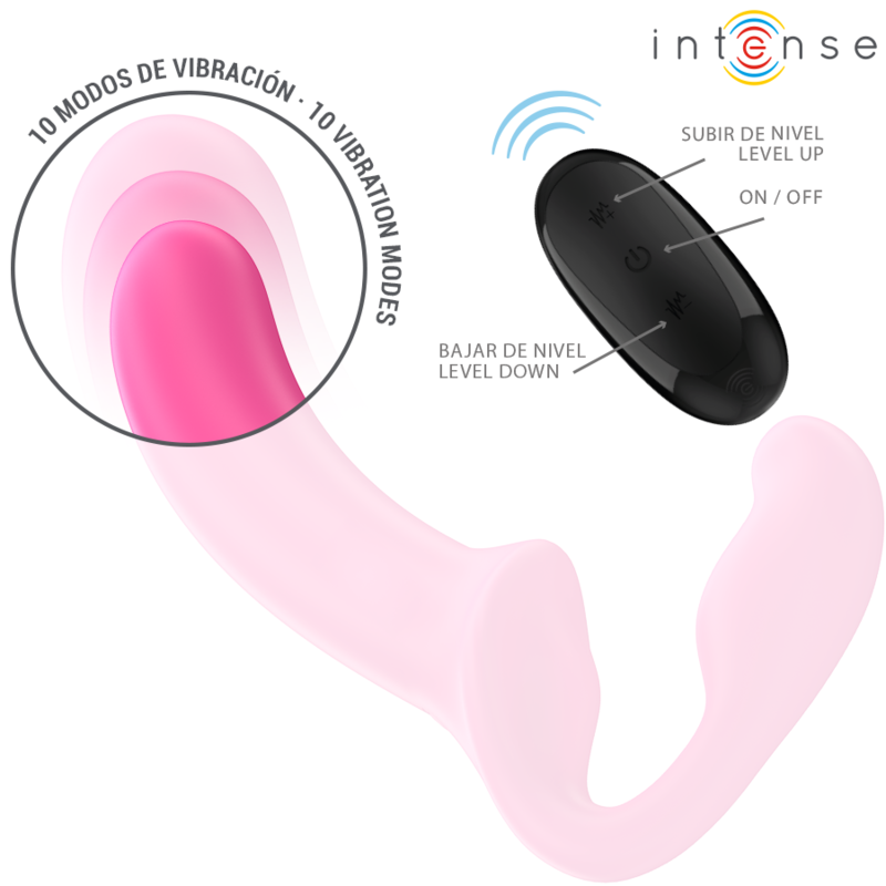 VIBRADOR AMY DOBLE 20 CM ROSA CONTROL REMOTO ARNES - INTENSE