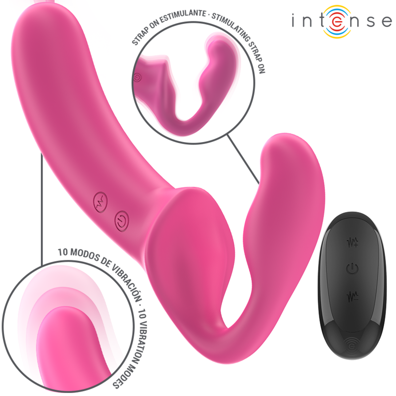 VIBRADOR AMY DOBLE 20 CM ROSA CONTROL REMOTO ARNES - INTENSE