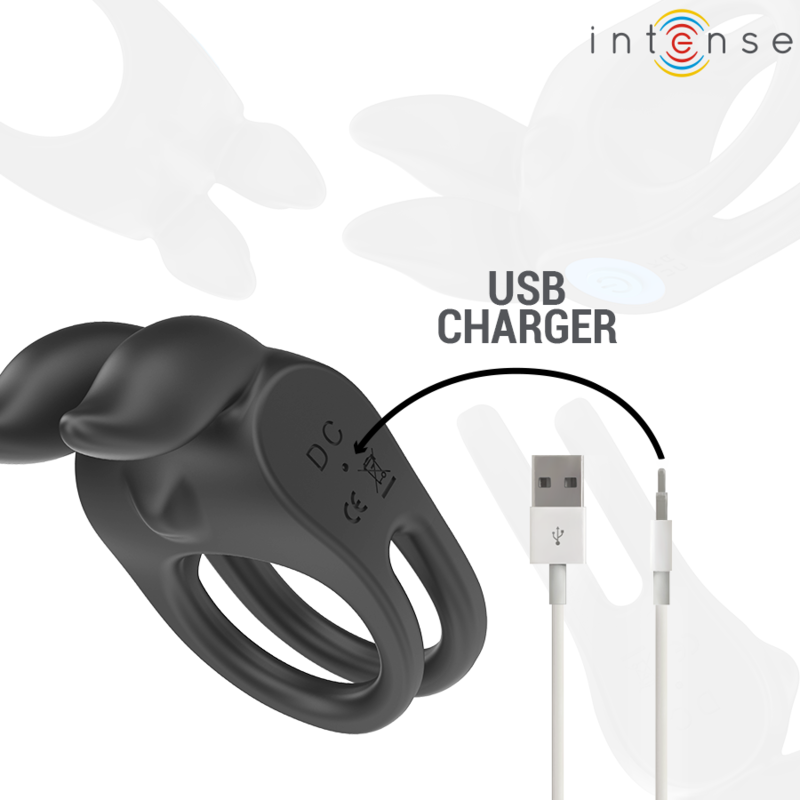 ANILLO SAM DOBLE VIBRADOR PENE 10 VIBRACIONES NEGRO - INTENSE