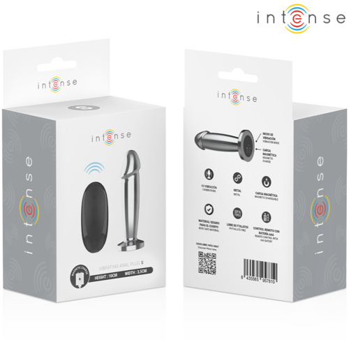 PLUG ANAL 10 VIBRACIONES METAL EN FORMA DE DILDO CON CONTROL REMOTO TALLA S / M - INTENSE