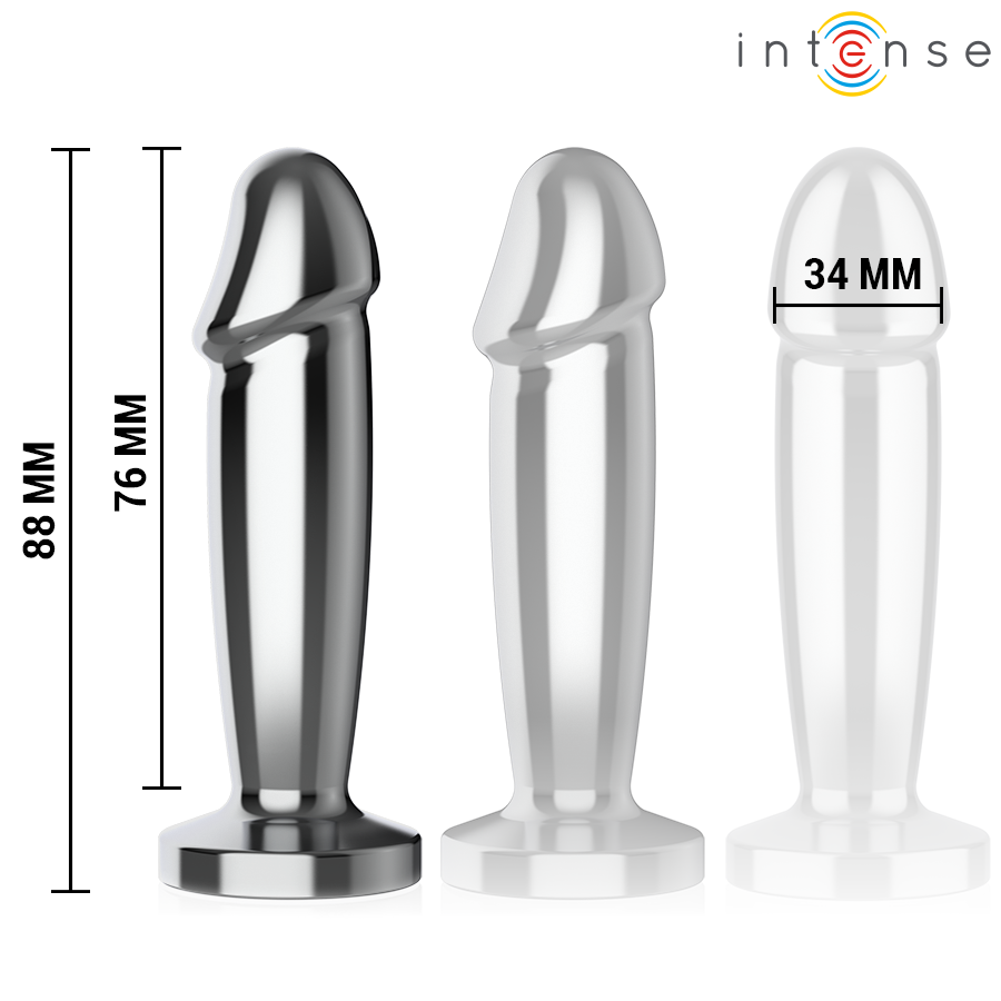 PLUG ANAL 10 VIBRACIONES METAL EN FORMA DE DILDO CON CONTROL REMOTO TALLA S / M - INTENSE
