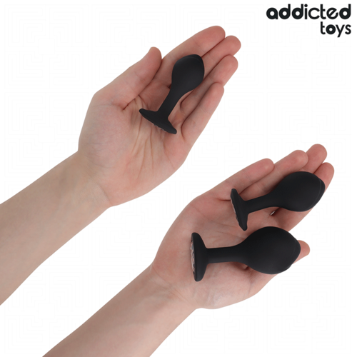 PLUG ANAL SET DE 3 SILICONA CON JOYA - ADDICTED TOYS