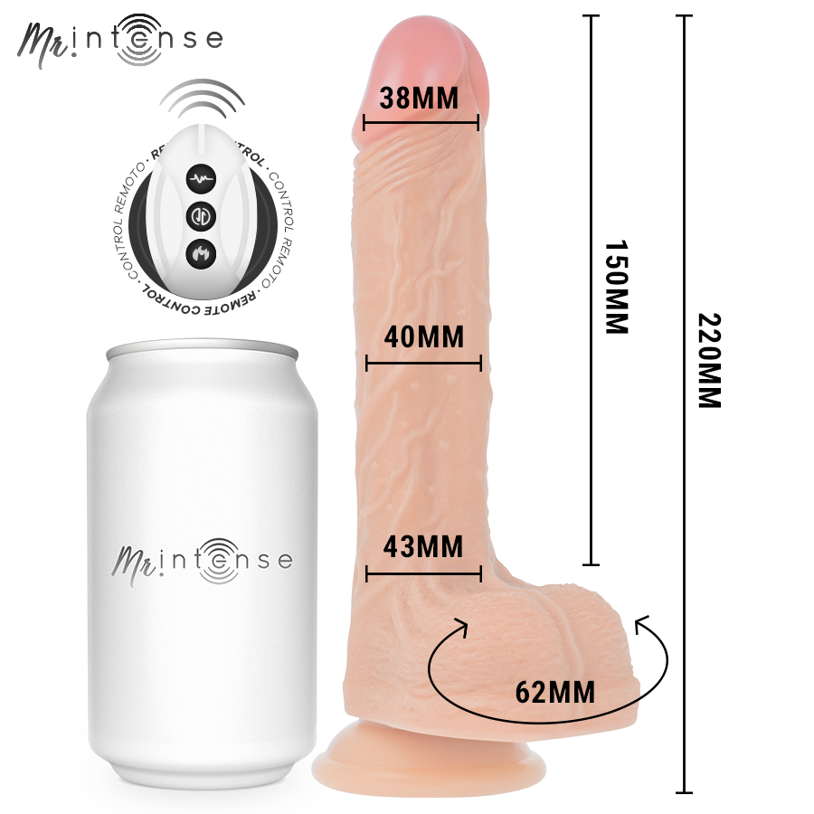 DILDO BROSNAN REALÍSTICO MULTIFUNCIÓN CON VIBRACIÓN UP AND DOWN CONTROL REMOTO 22 CM -O- 4 CM - INTENSE