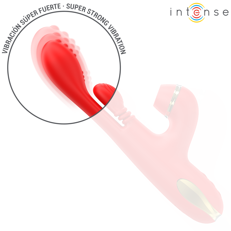 ESTIMULADOR KATY CLÍTORIS MULTIFUNCIÓN 4 CABEZALES INTERCAMBIABLES ROJO - INTENSE
