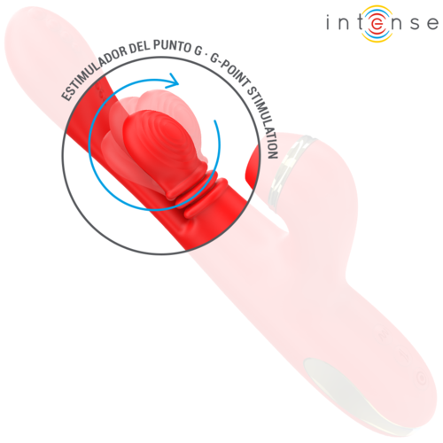ESTIMULADOR KATY CLÍTORIS MULTIFUNCIÓN 4 CABEZALES INTERCAMBIABLES ROJO - INTENSE