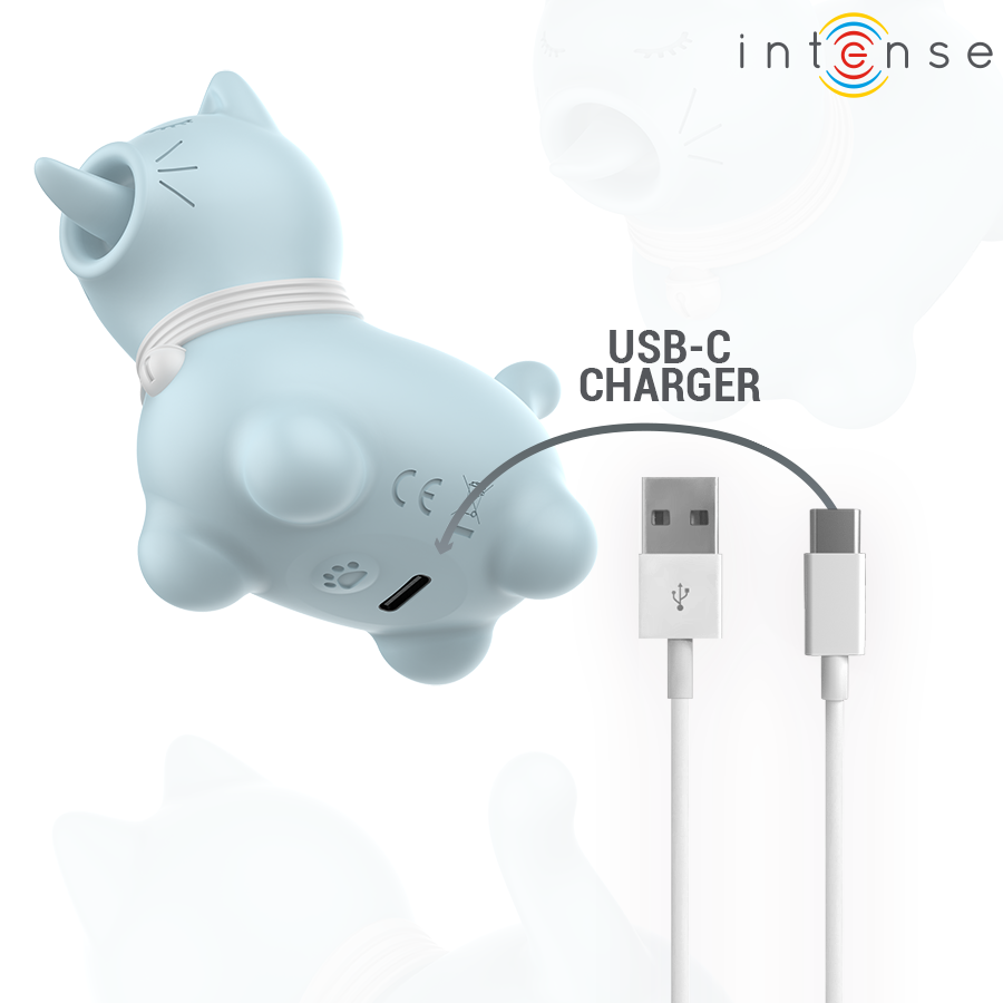 ESTIMULADOR GATO DUCHESS CON LENGUA ROTATIVA 360º AZUL - INTENSE