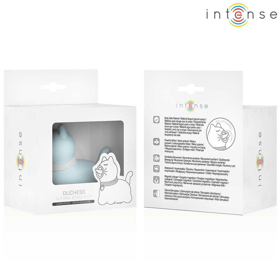 ESTIMULADOR GATO DUCHESS CON LENGUA ROTATIVA 360º AZUL - INTENSE