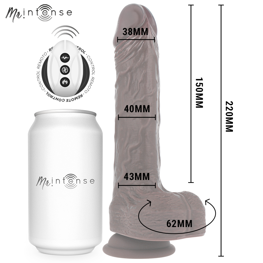 DILDO MATT REALÍSTICO MULTIFUNCIÓN CON VIBRACIÓN UP AND DOWN CONTROL REMOTO 22 CM -O- 4 CM - INTENSE