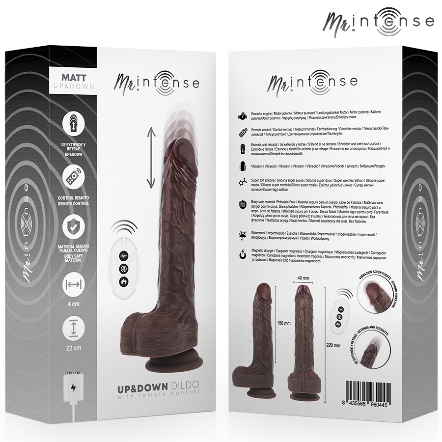 DILDO MATT REALÍSTICO MULTIFUNCIÓN CON VIBRACIÓN UP AND DOWN CONTROL REMOTO 22 CM -O- 4 CM - INTENSE