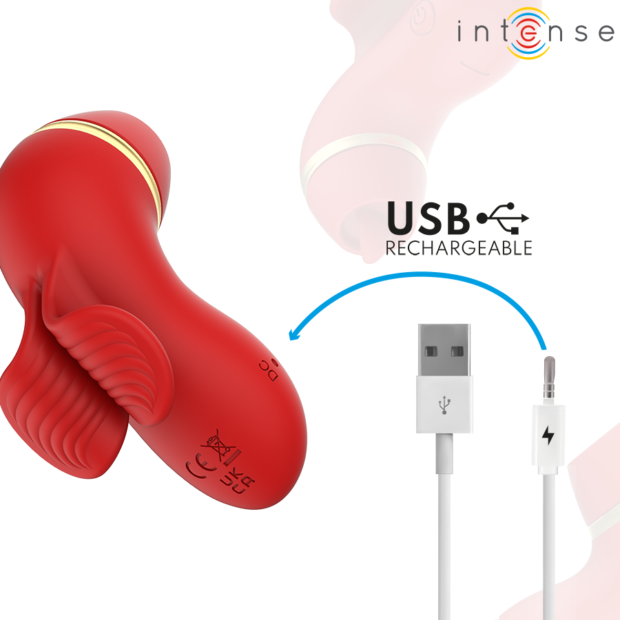 ESTIMULADOR PATTY CON 4 CABEZALES, SUCCIÓN, TAPPING, TICKLING Y LICKING - INTENSE