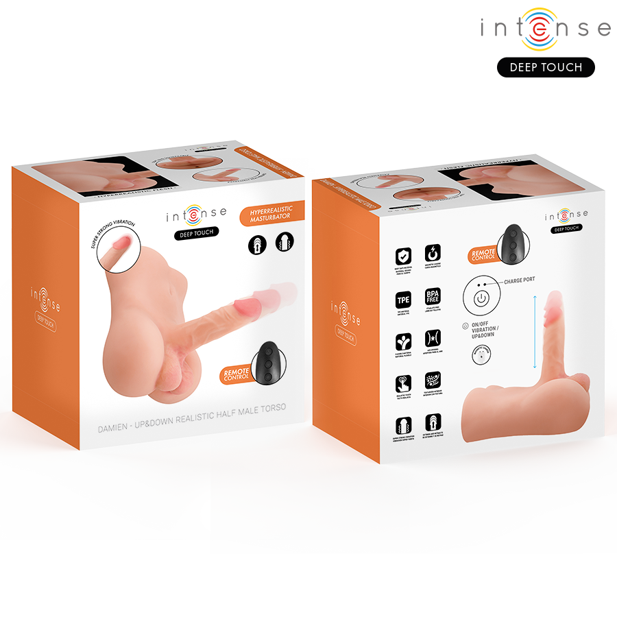 TORSO DAMIEN CON DILDO REALÍSTICO CON EMPUJE Y VIBRACIÓN CONTROL REMOTO 3.5 KG - INTENSE