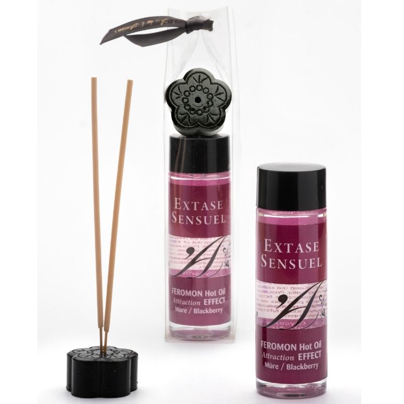 ACEITE MASAJE EFECTO CALOR CON FEROMONAS MORA 100 ML - EXTASE SENSUAL