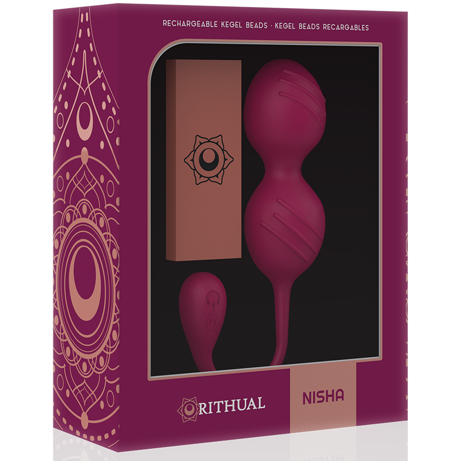 BOLAS KEGEL NISHA RECARGABLES VIBRADORAS ORQUIDEA GRANATE / NEGRO - RITHUAL
