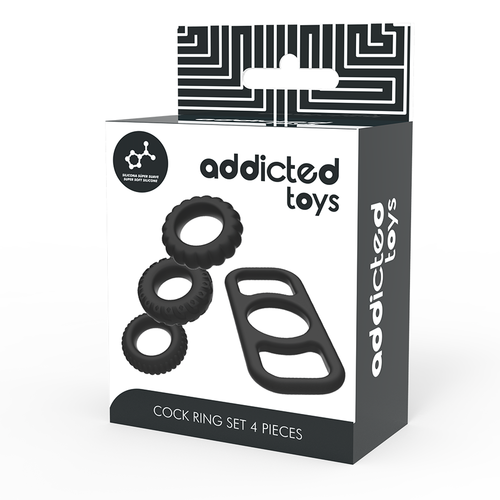 ANILLOS SET 4 SILICONA PARA EL PENE - ADDICTED TOYS