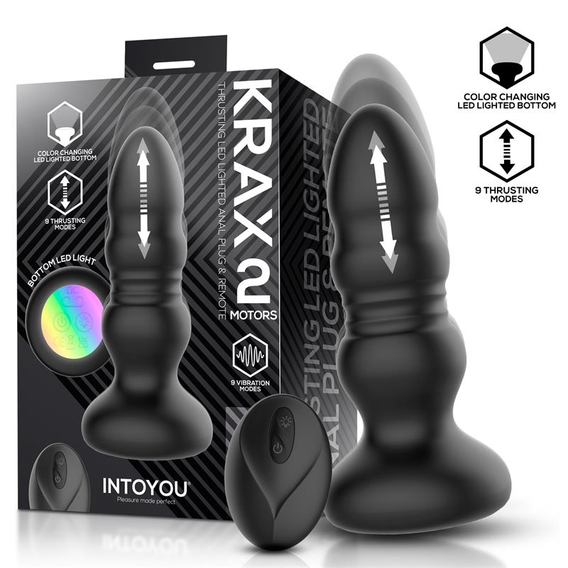 Plug Anal Krax con Vibración, Thrusting y Luz Led con Control Remoto - INTOYOU
